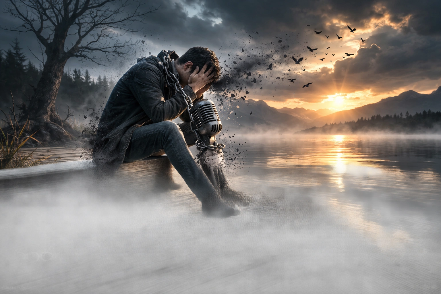 Sadness glues my voice to silence