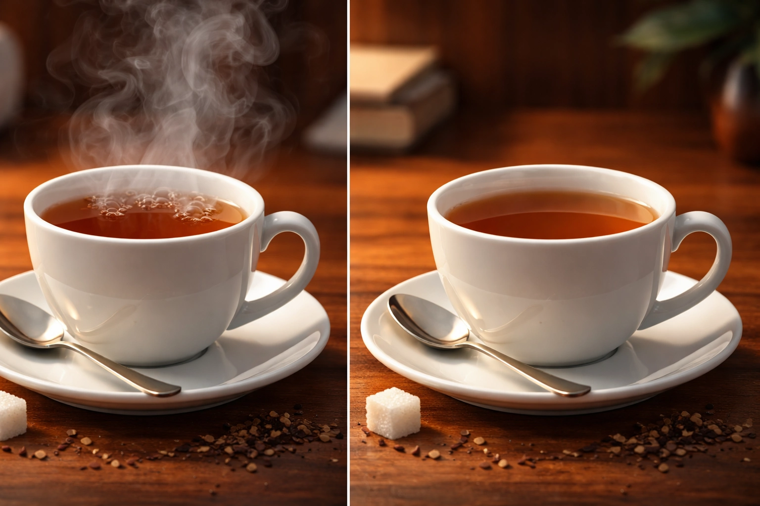 Anger like hot tea just poured, calm like the same cup once it cools in the saucer