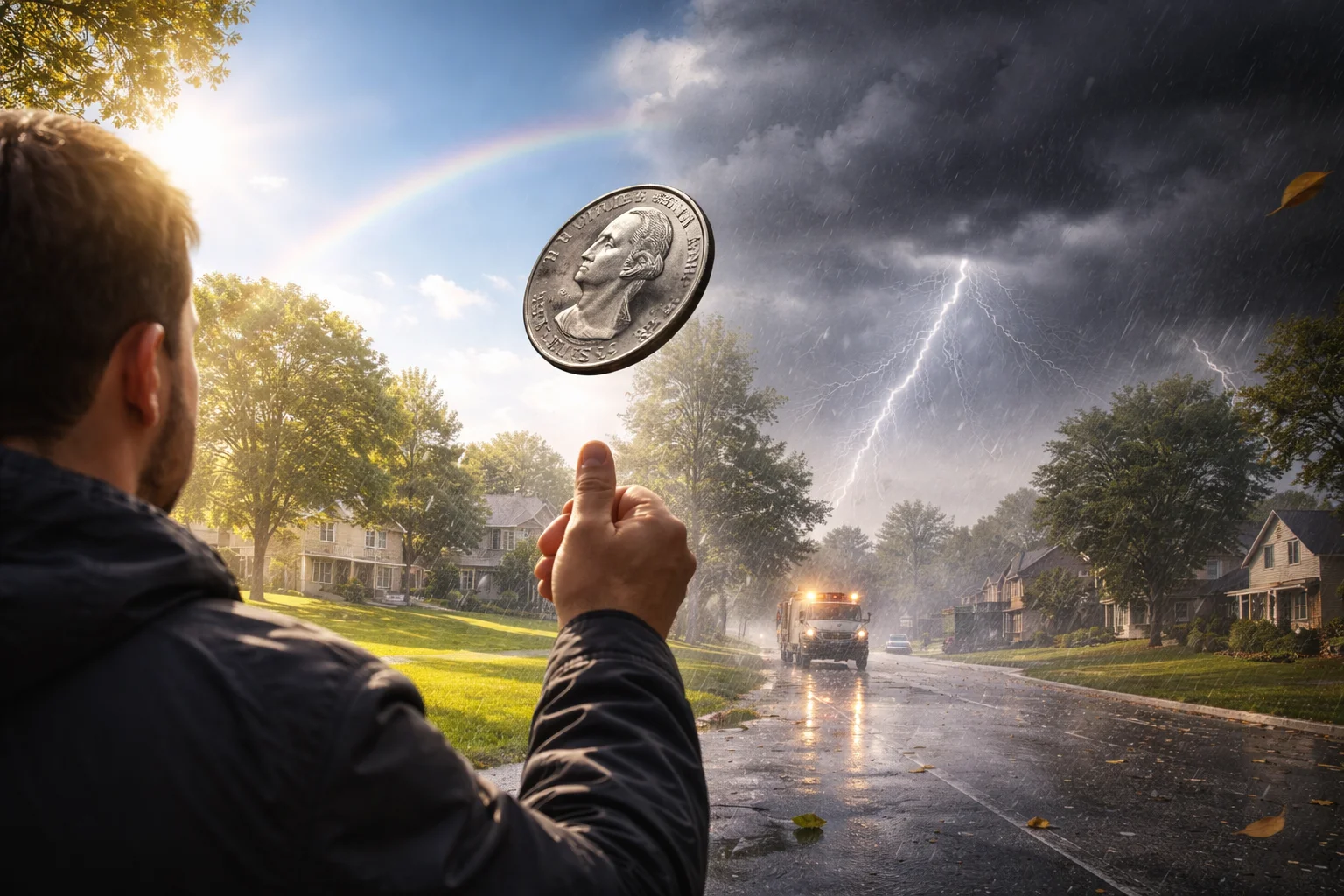 American weather is like a coin flip in the same hour