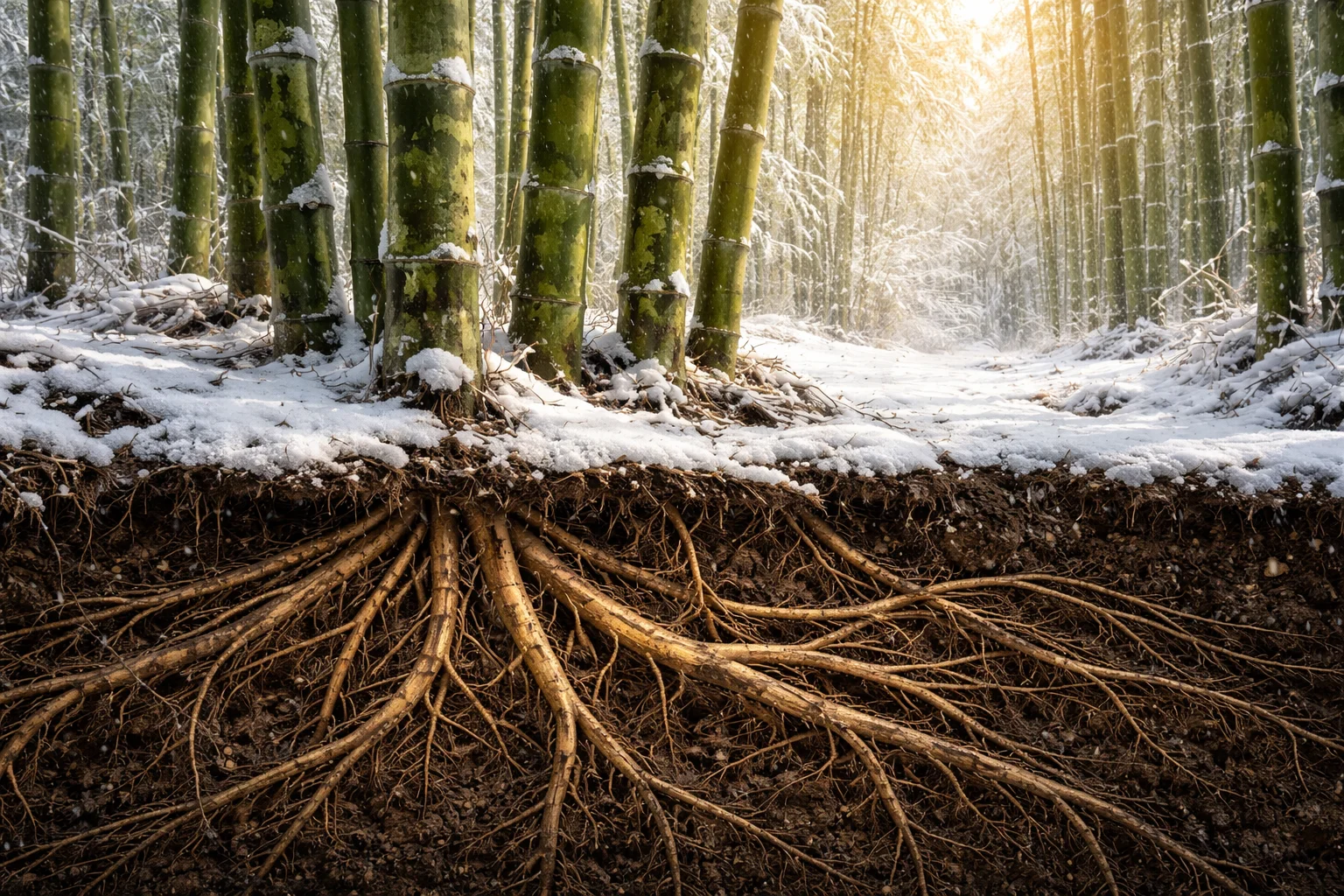Chinese patience is like bamboo roots under winter soil