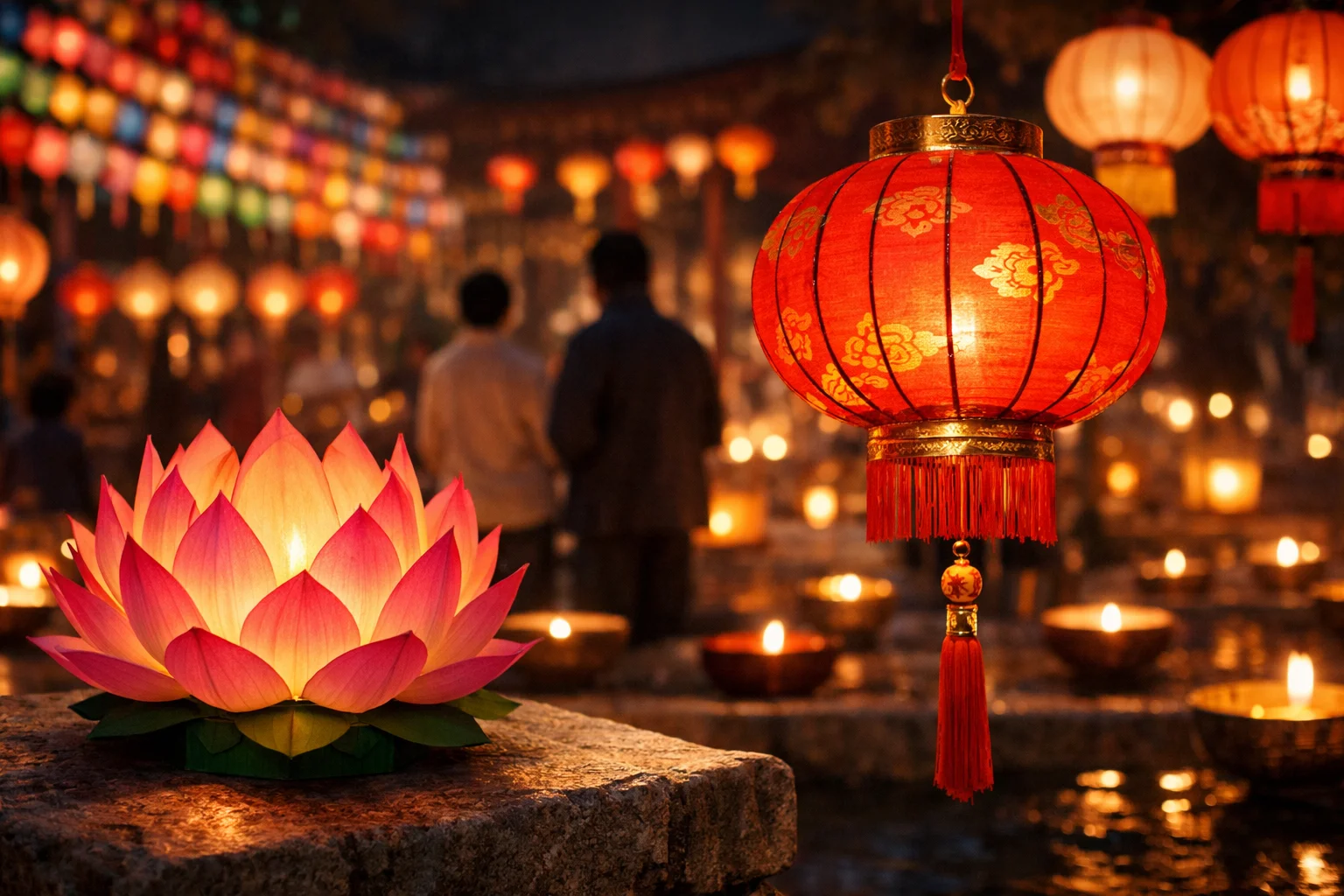 Korean lotus lantern and Chinese lantern are like prayers that learned to glow in paper