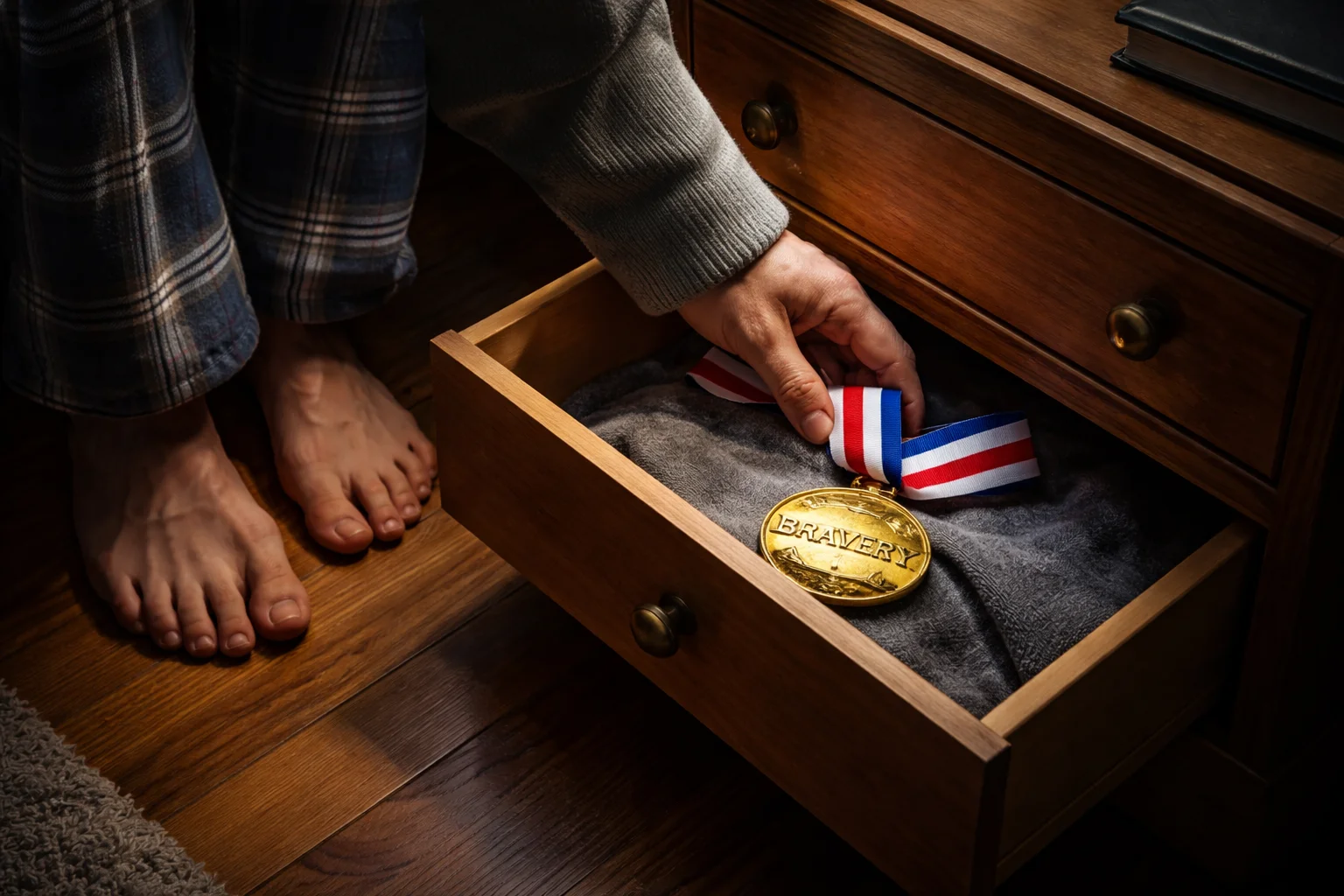 Cold feet tuck bravery into a drawer