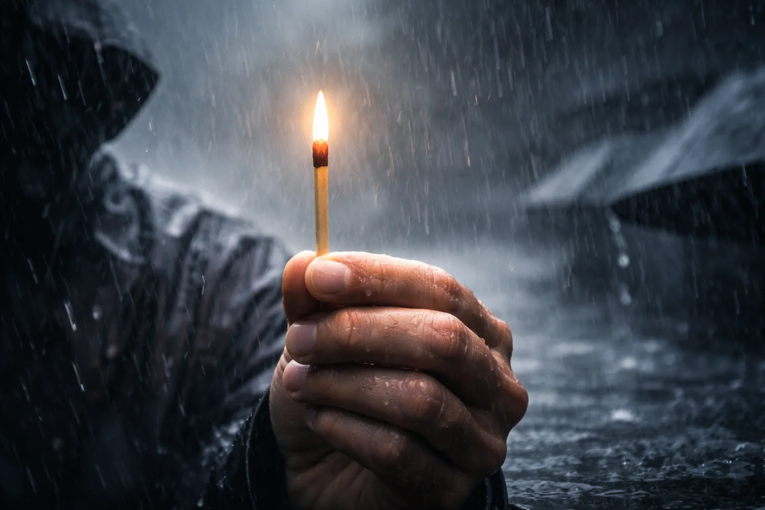 Courage keeps a dry match in a monsoon