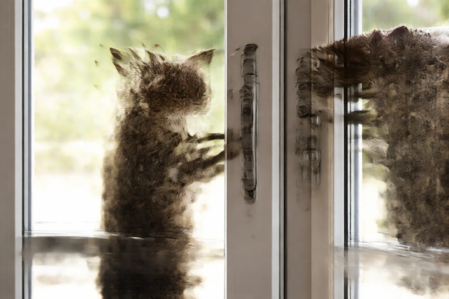 cat checks the latch