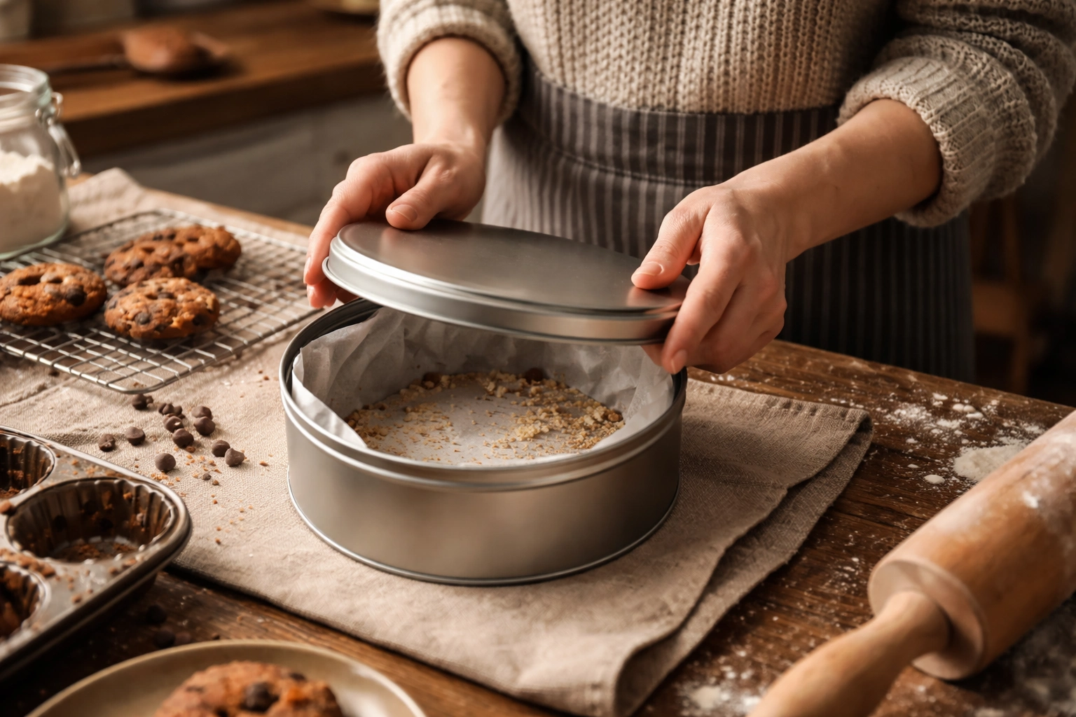 baking the last crumb, then closing the tin