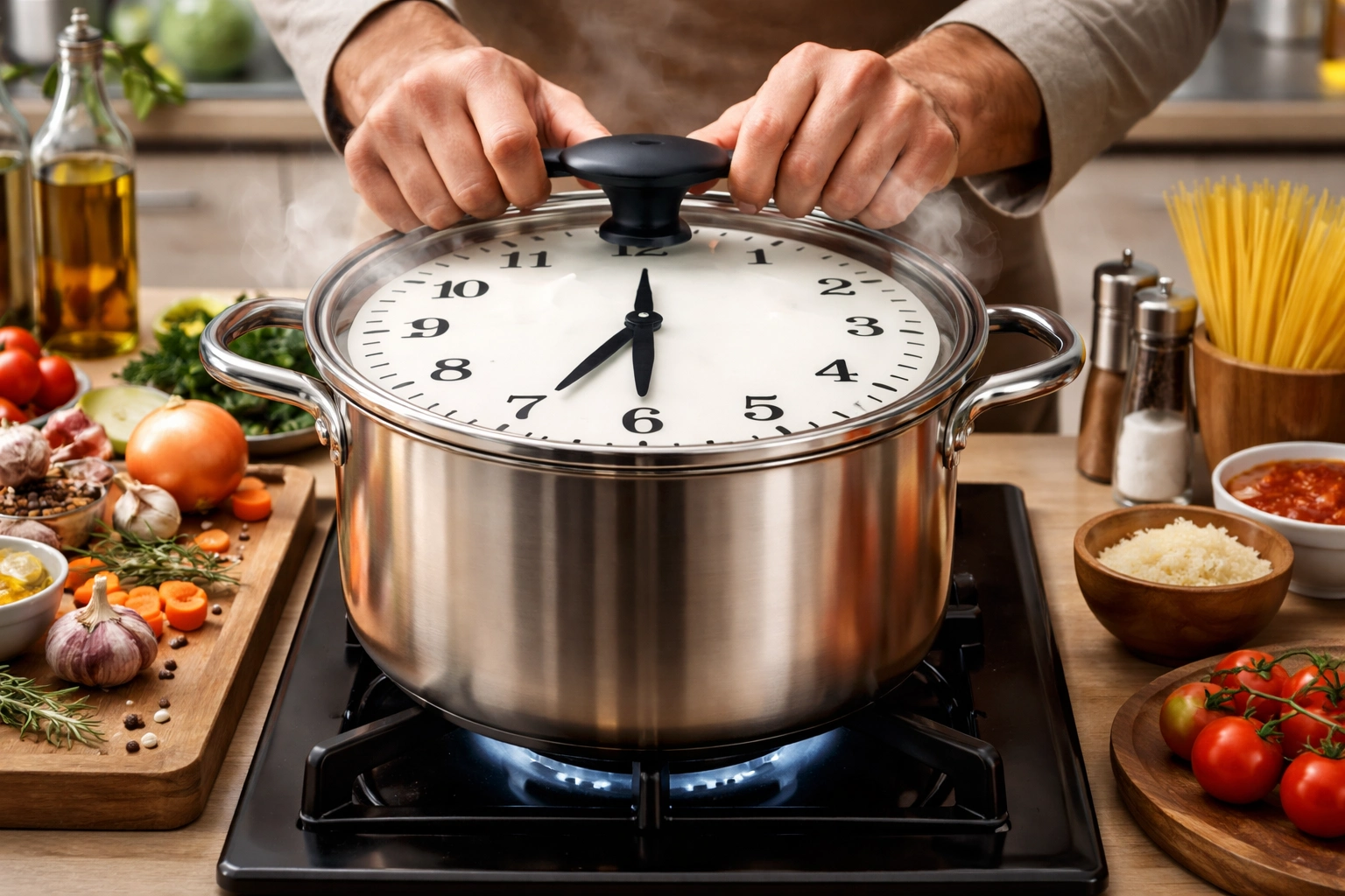 cooking by the clock lid