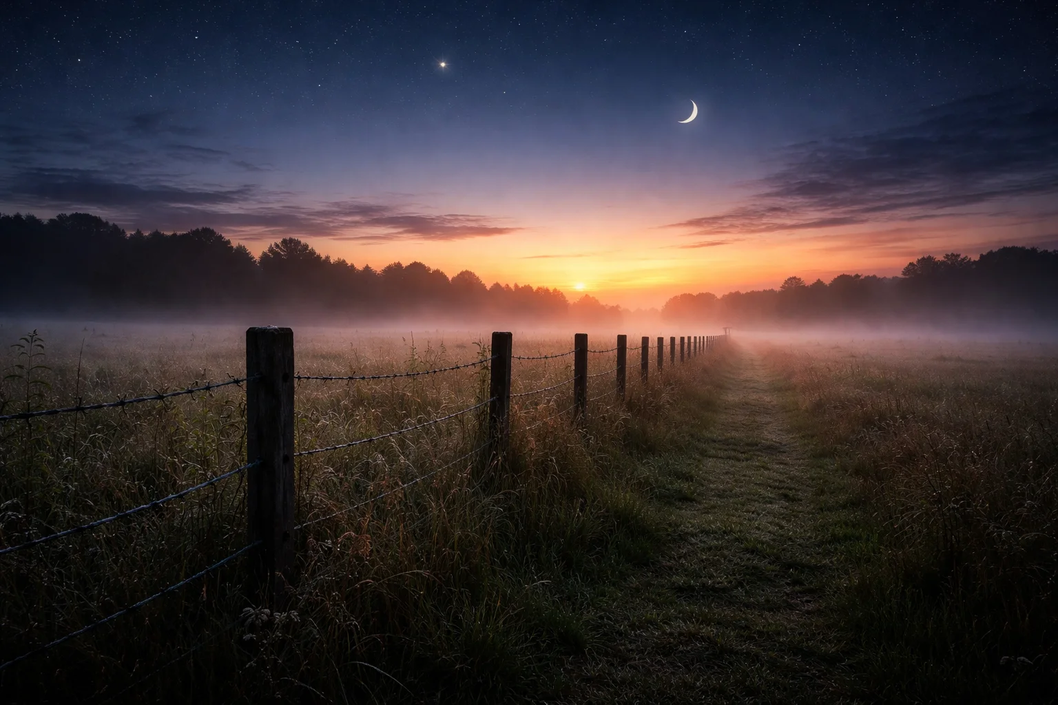 night dawn early fence