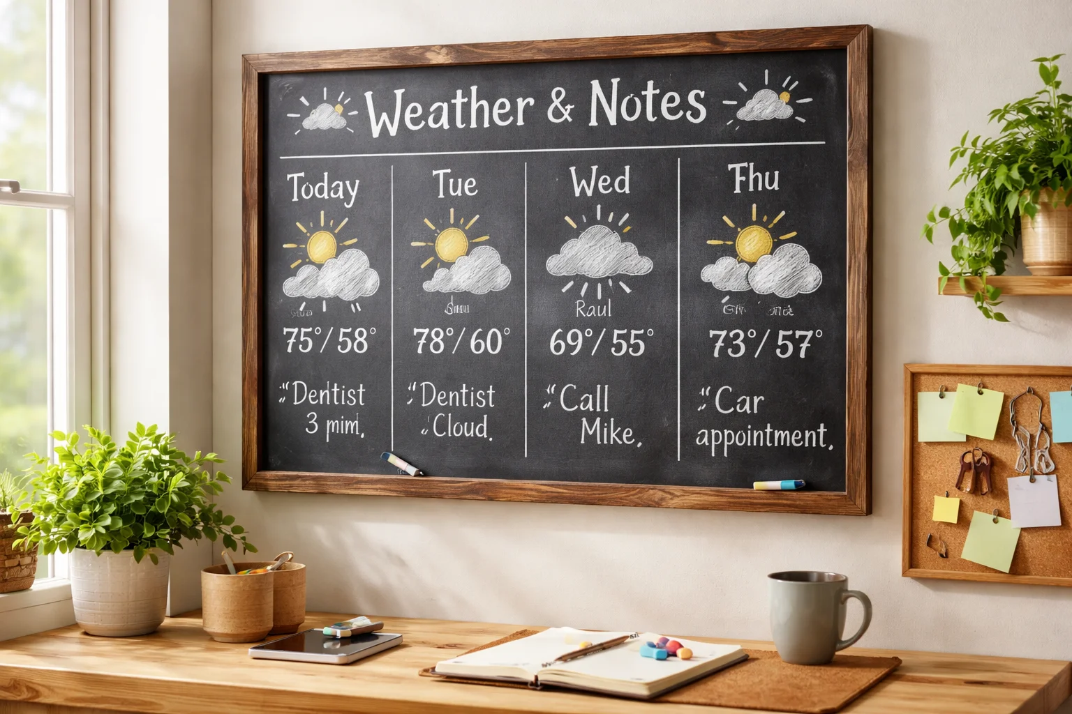 weather is a forecast chalkboard for short notes