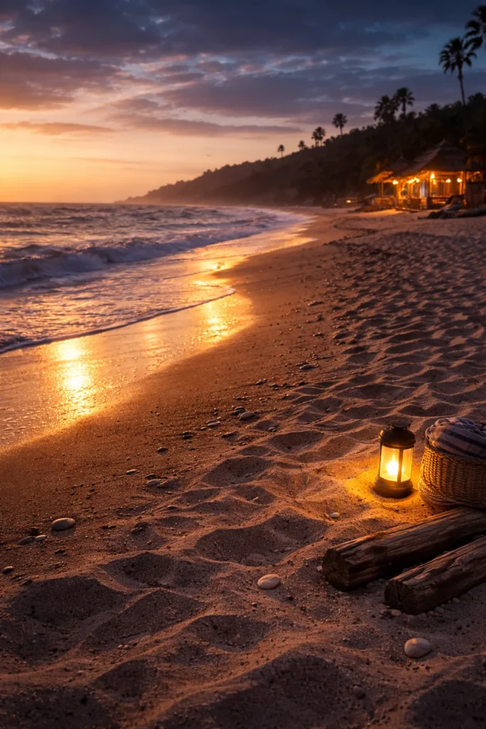 beach glows like a porch light at dusk