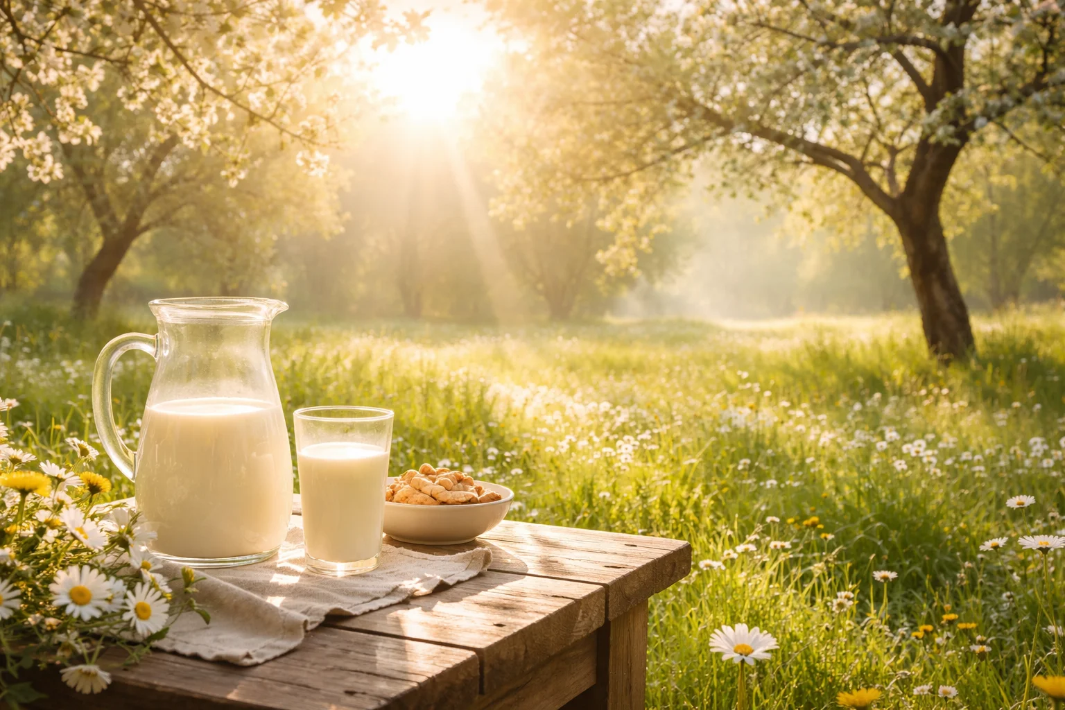 spring sun is as mild as warmed milk