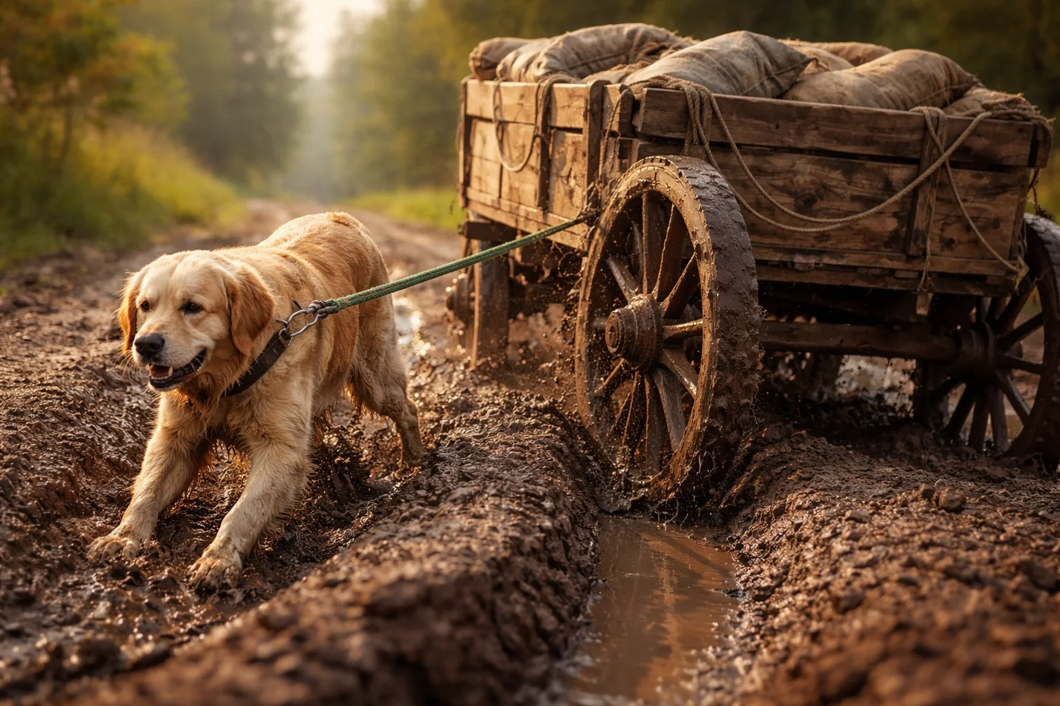 dog stubborn like a wagon wheel that keeps turning even when the rut is deep