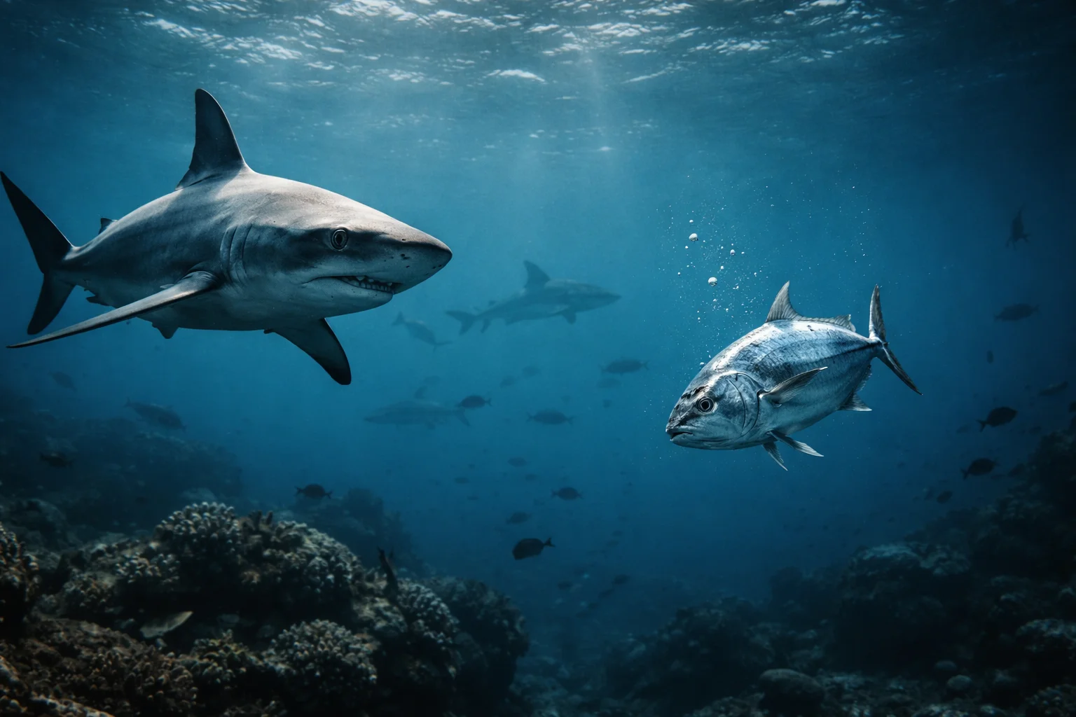 Animal watches like a reef shark circling slow, keeping distance until the weak one drifts