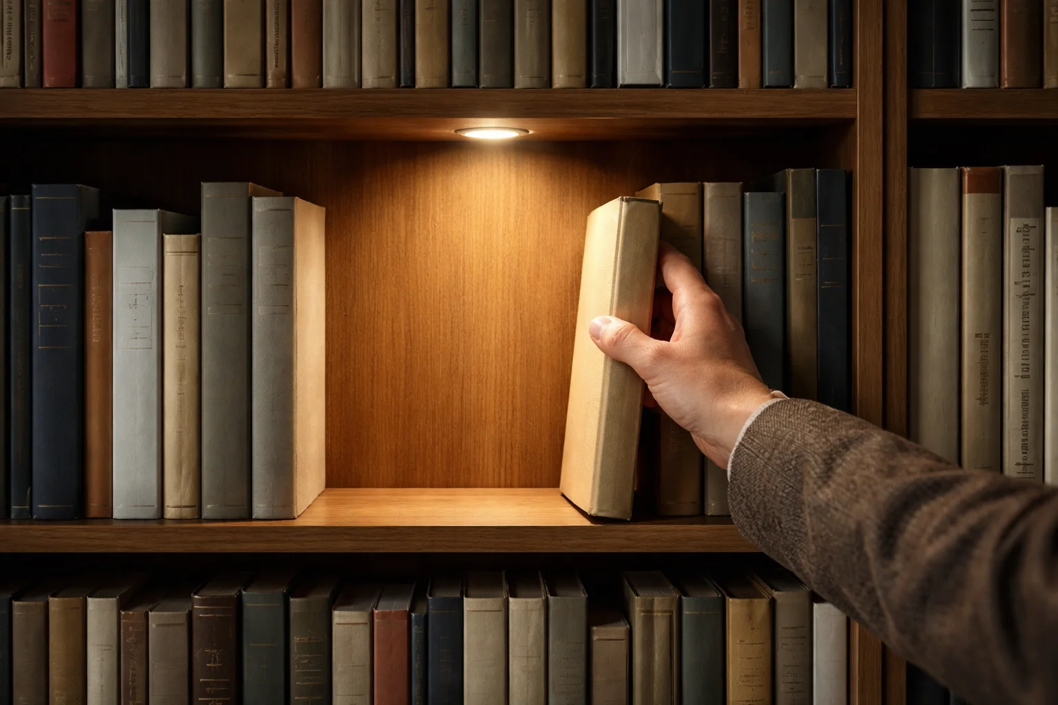 attraction is a shelf that makes space for one book
