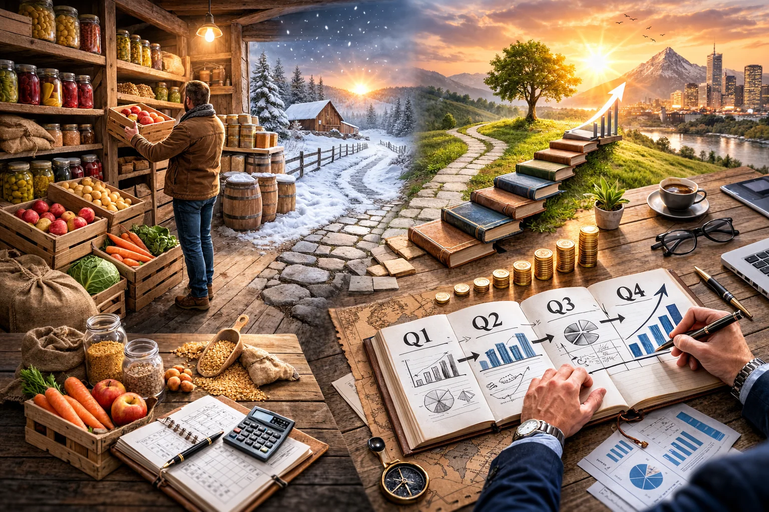 business is like a winter storehouse where stock counts now prevent hunger later, business is like a long story in chapter...