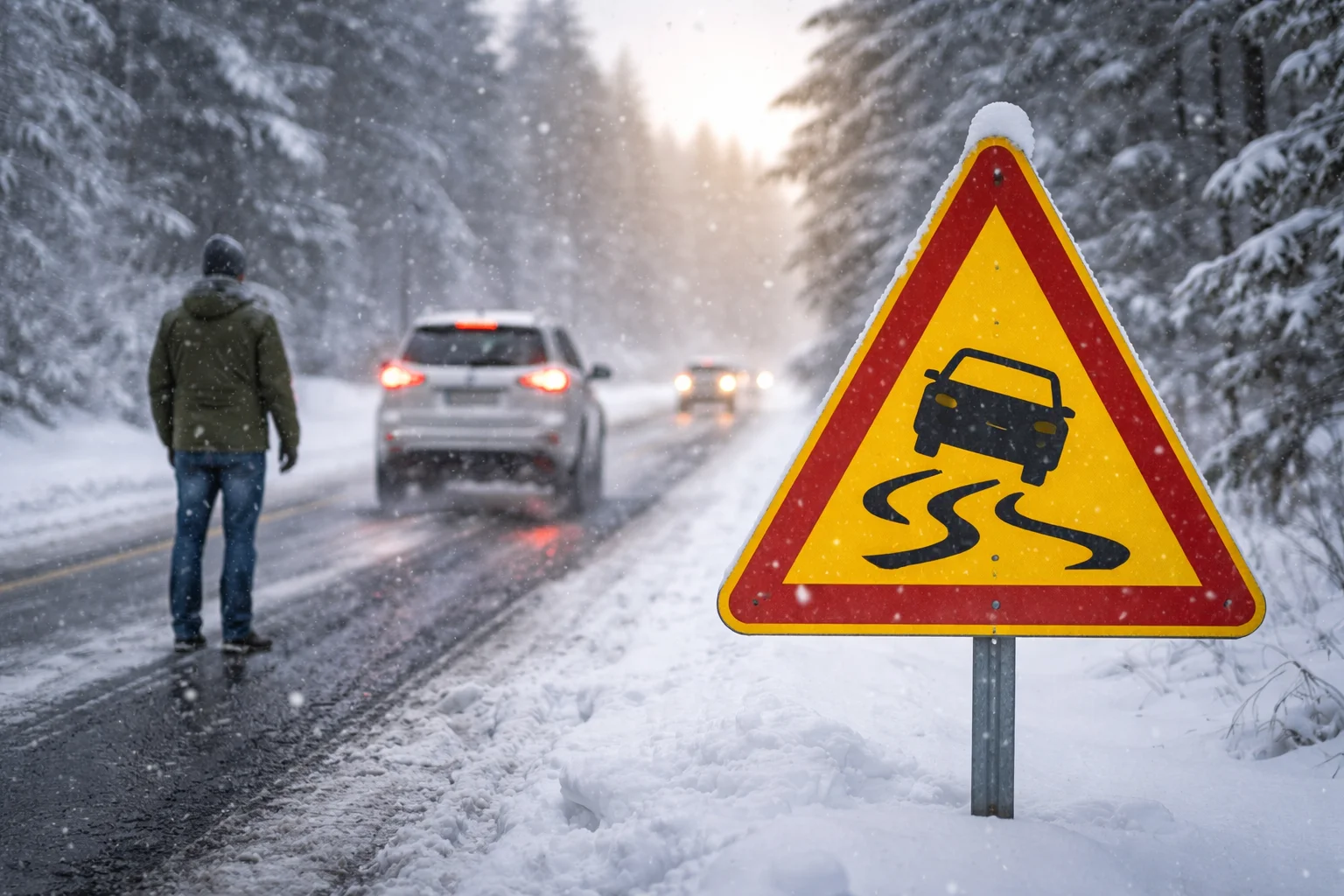 cold weather road caution