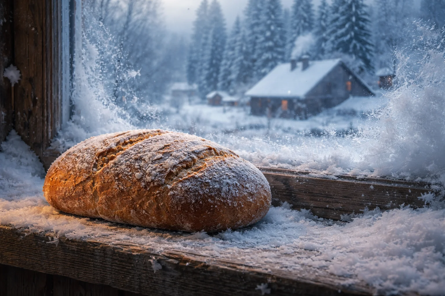 cold weather is as hard as a loaf left on the sill