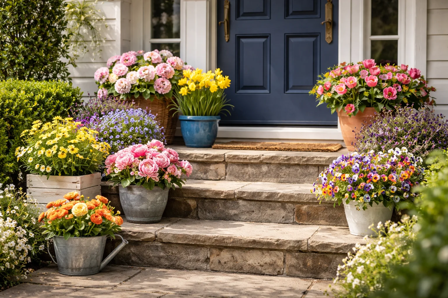 flowers on the front step