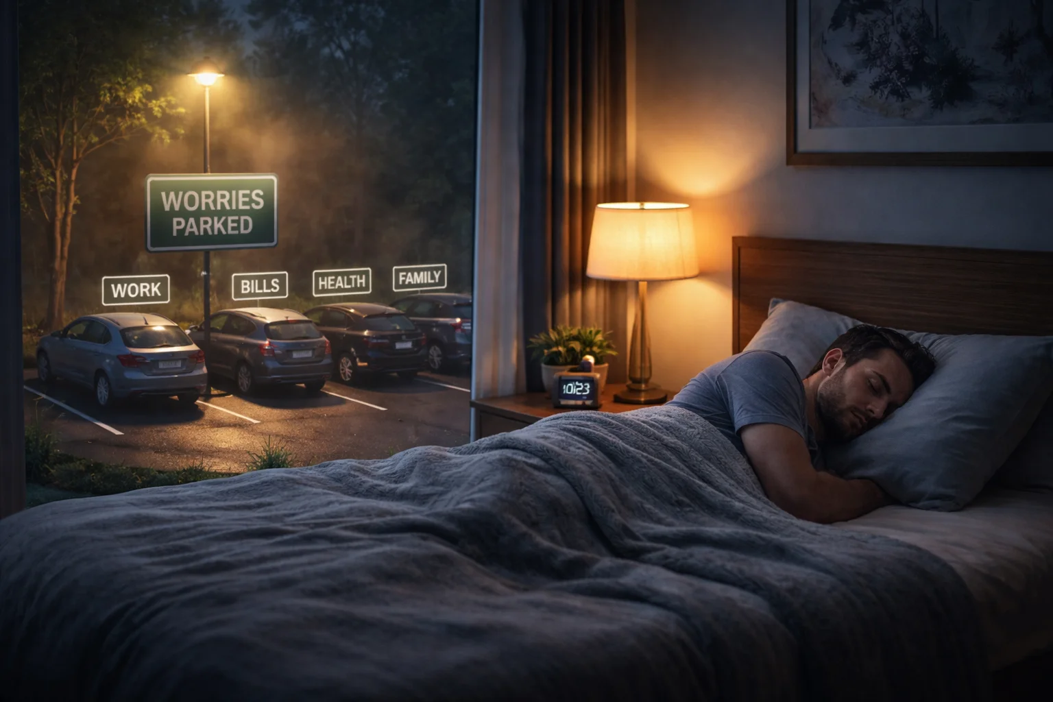 going to sleep with worries parked