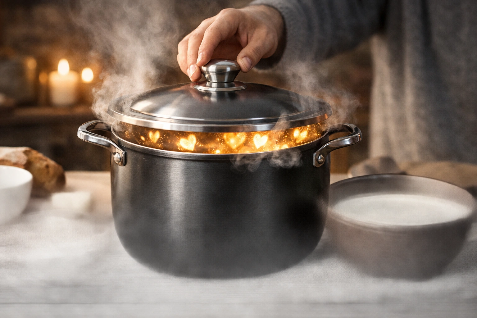 Food is like a lidded soup pot, it keeps comfort from spilling