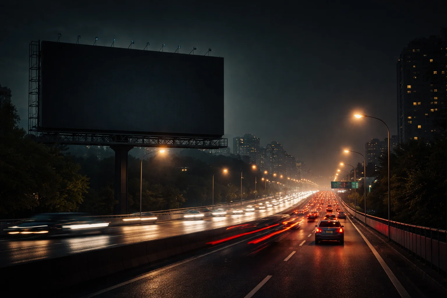 night is like a turned off billboard on a busy road